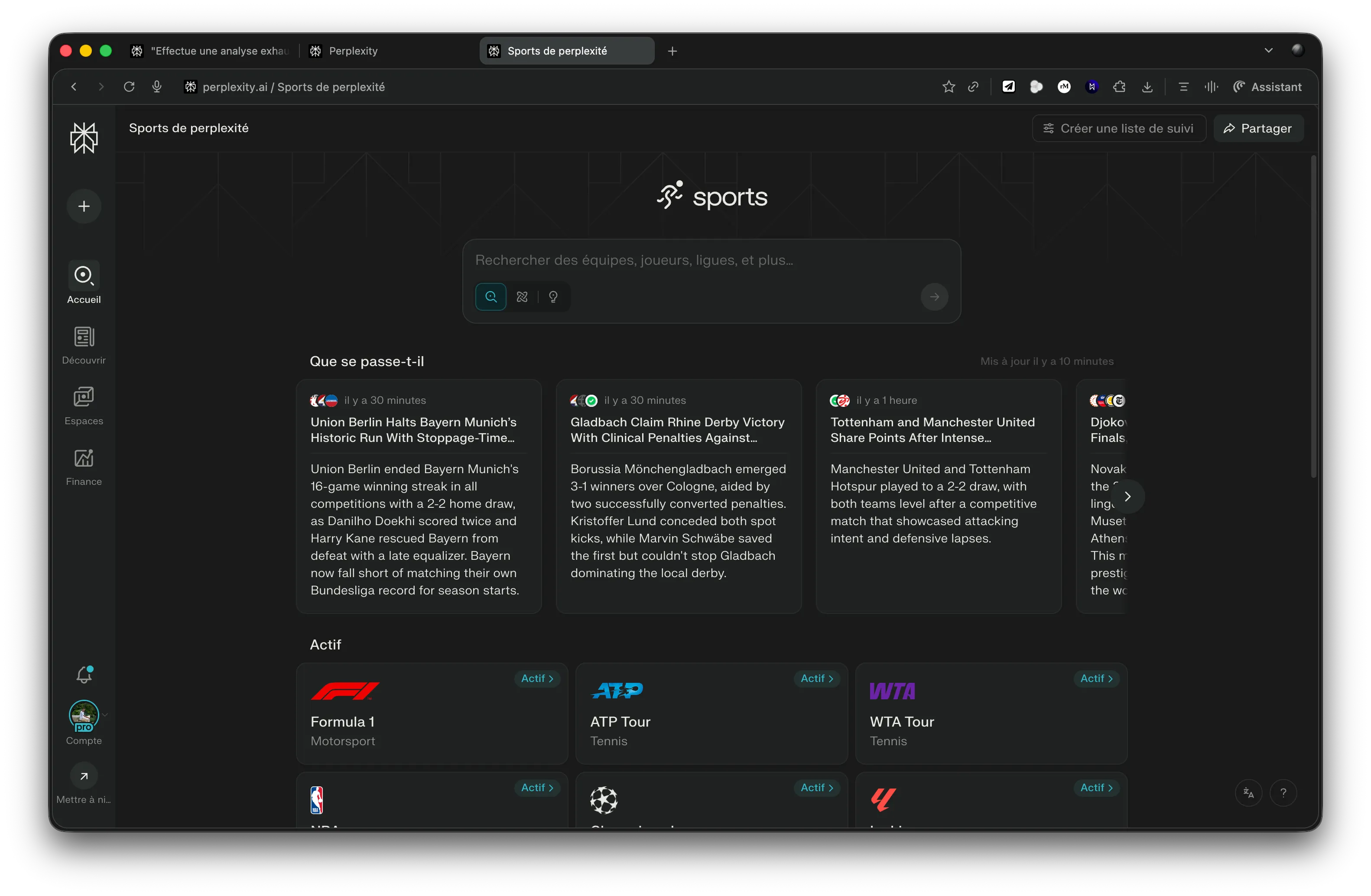 Capture d'écran Comet - Mode Sport