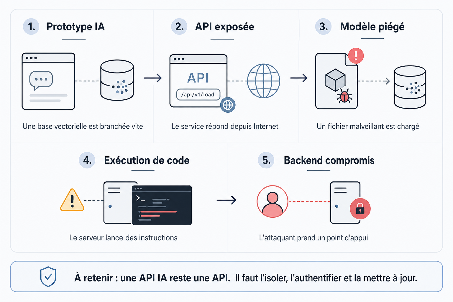 Schéma expliquant comment une API ChromaDB exposée peut mener à une exécution de code